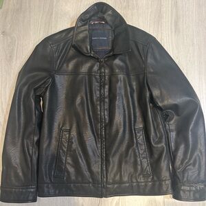 Tommy Hilfiger Black Leather Bomber Jacket